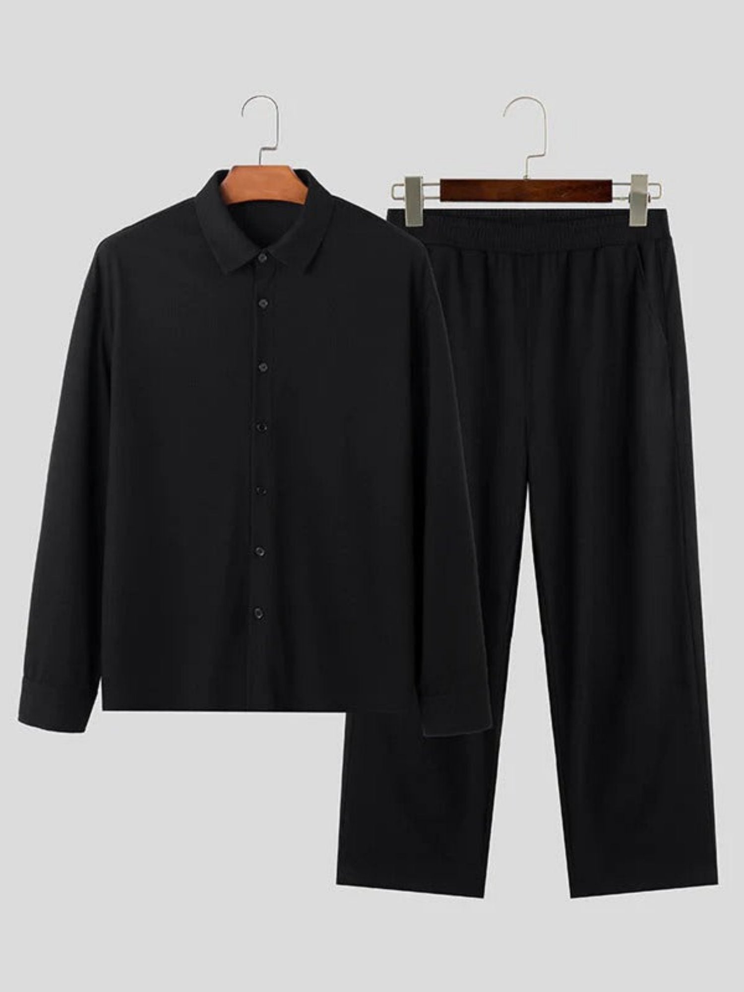 Casual Heren Set van Katoen met Lange Mouwen – Ideaal voor de Herfst, Regular Fit, Effen Patroon 1