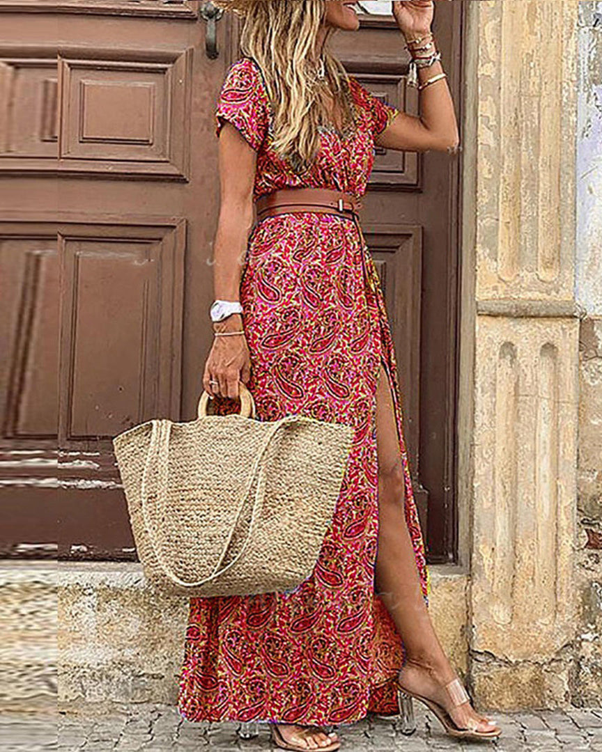 Kath – Stijlvolle boho jurk – Elegante maxi-jurk – V-hals damesjurk