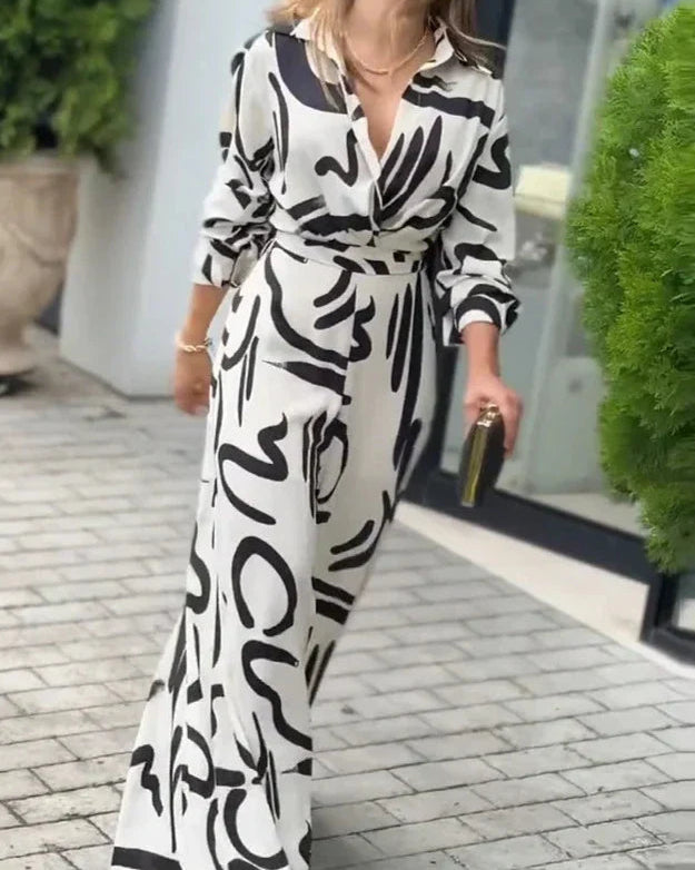 Femke – Gedessineerde jumpsuit – Twist taille – Elegante pasvorm