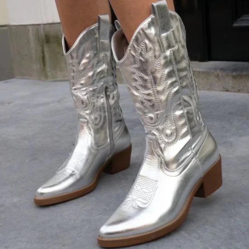Lotte | Glamoureuze Cowboylaarzen Dames met Elegante Metallic Accenten 4