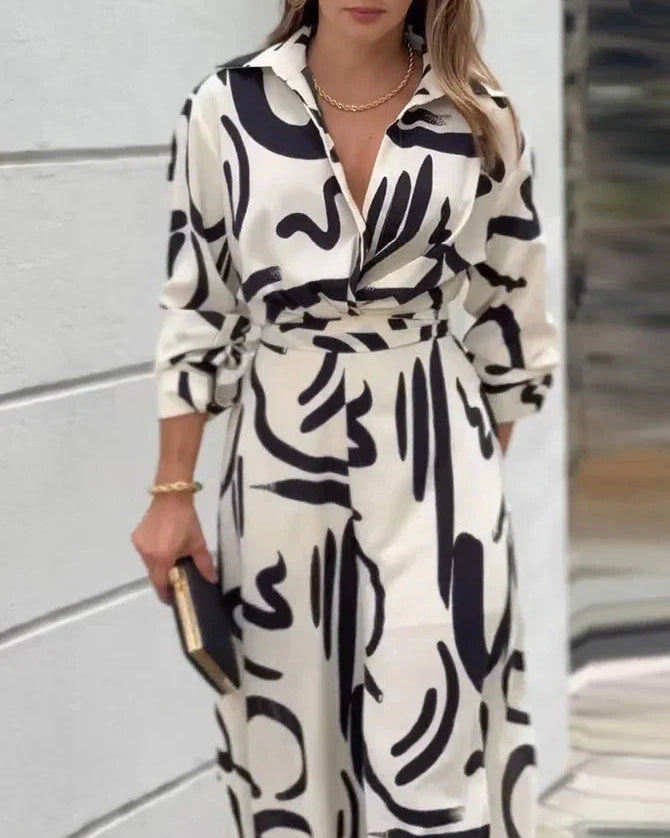 Femke – Gedessineerde jumpsuit – Twist taille – Elegante pasvorm