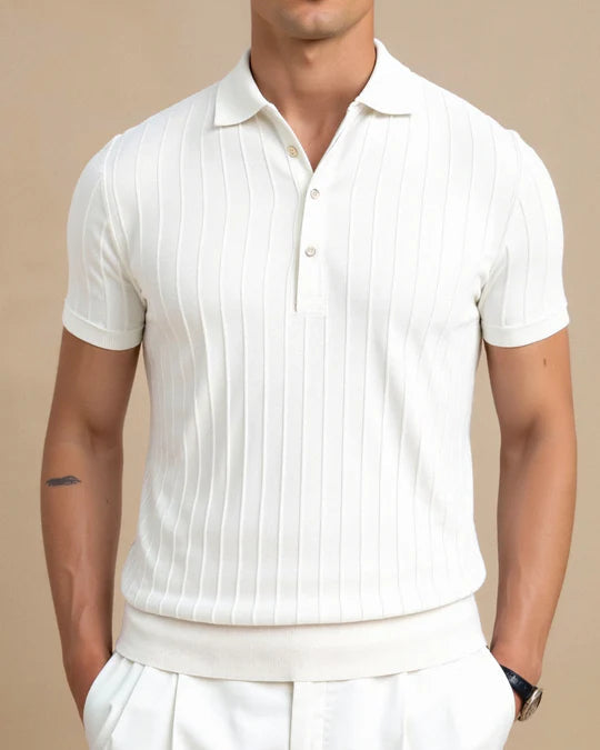 Kristoff | Witte Polo Heren Met Slim Fit En Ribstructuur Voor Tijdloze Casual Stijl