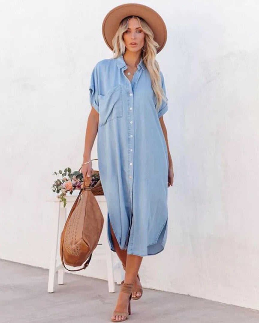 Thylane – casual losse zomerjurk – damesjurk in hemelsblauw – luchtig en comfortabel