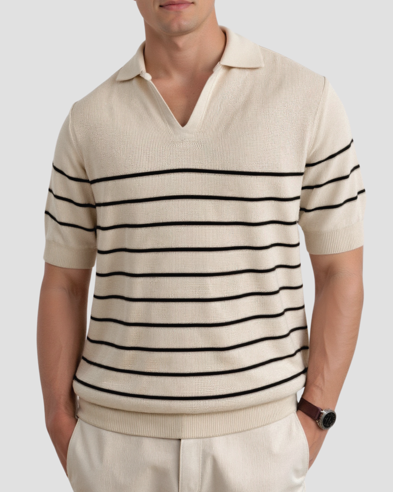 Gestreept Heren Poloshirt Korte Mouwen – Comfortabele Regular Fit van Ademend Katoenmix 3