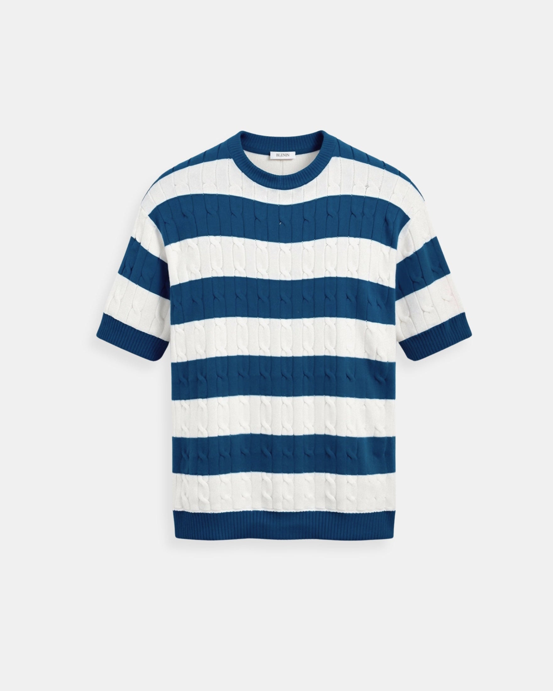 Gestreepte Herenpullover met Korte Mouwen van Katoen – Casual en Stijlvol voor Lente en Zomer 0