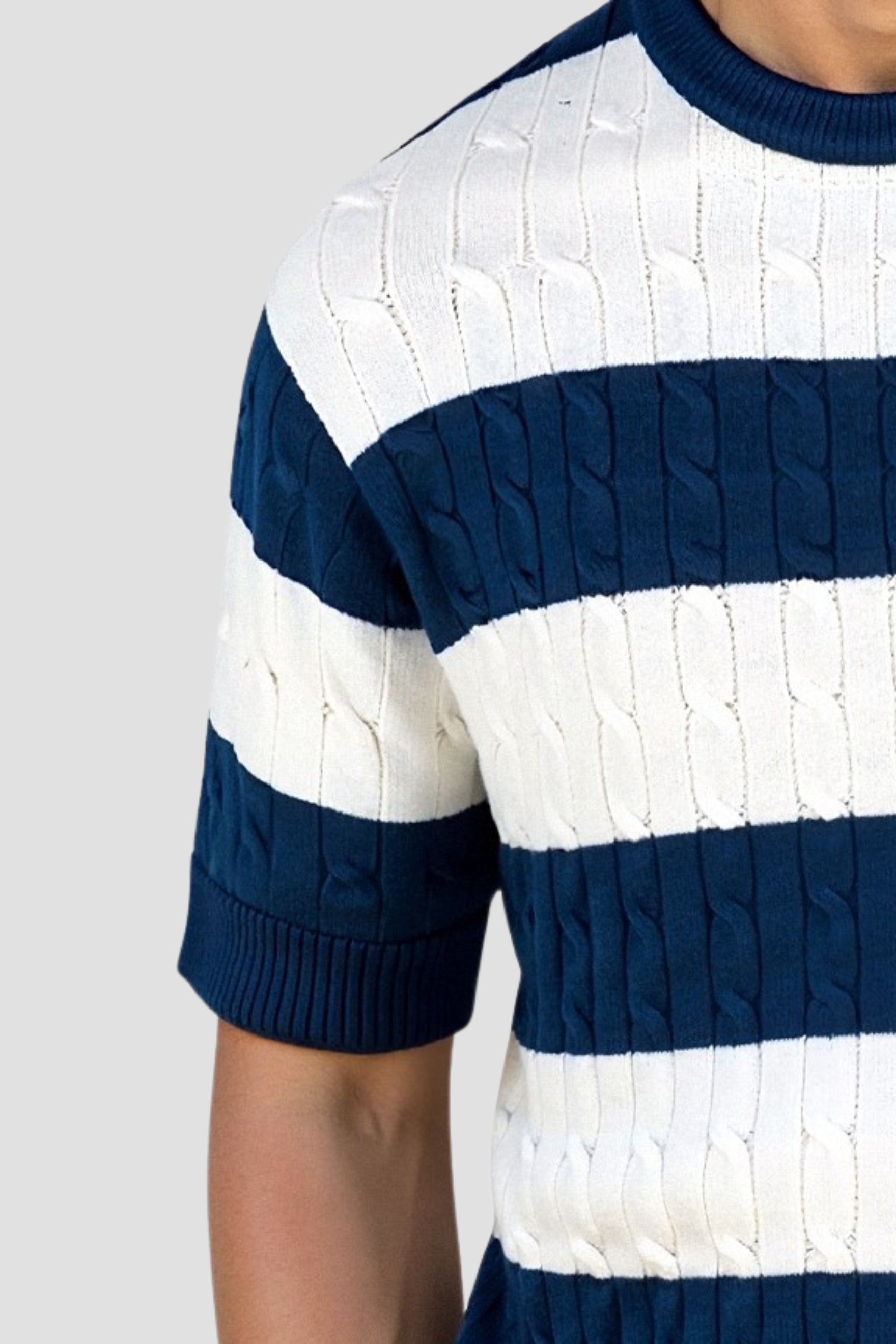 Gestreepte Herenpullover met Korte Mouwen van Katoen – Casual en Stijlvol voor Lente en Zomer 2