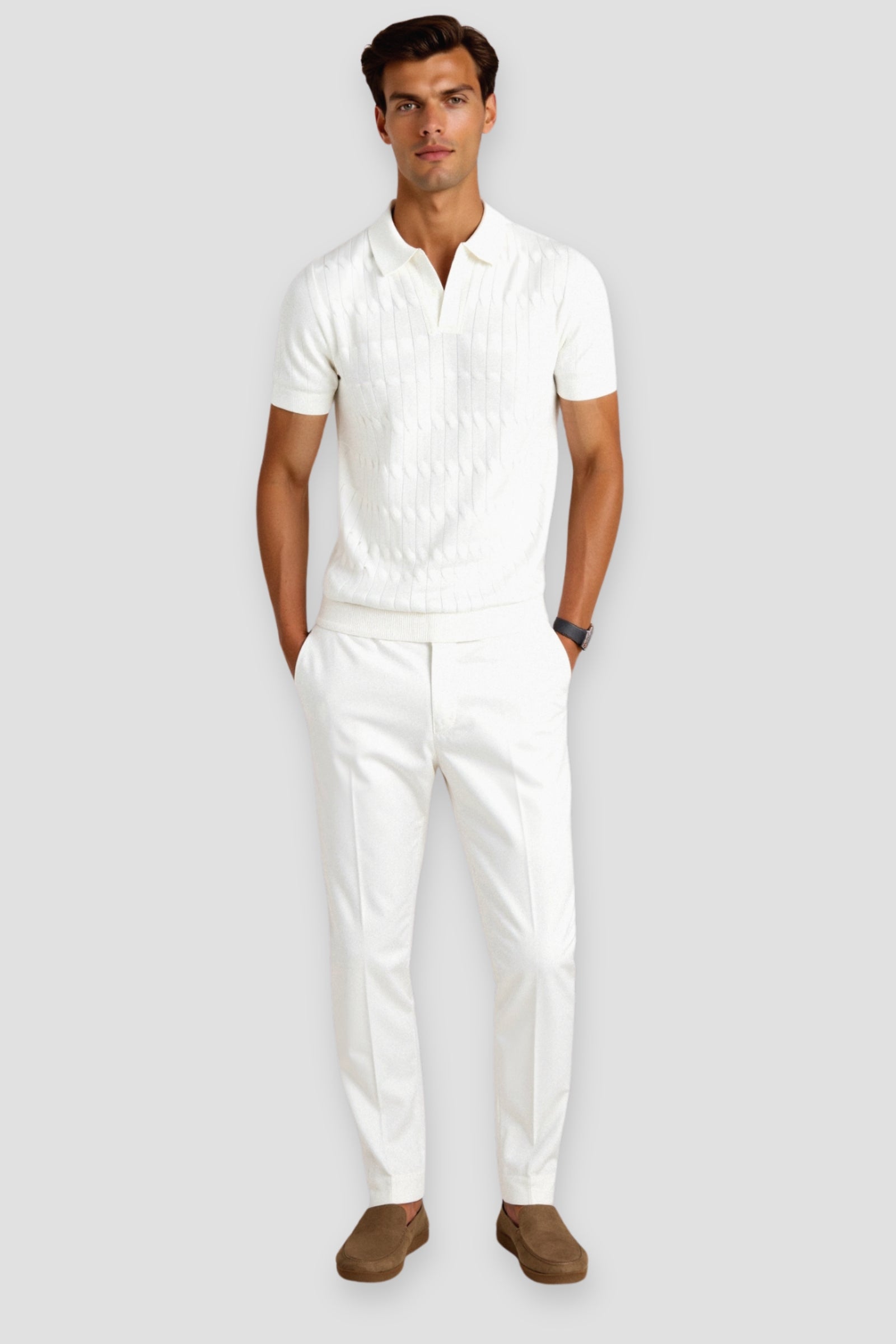 Heren Polohemd Wit – Ademend Katoen, Modern Fit, Klassieke Polokraag, Casual en Formeel 2