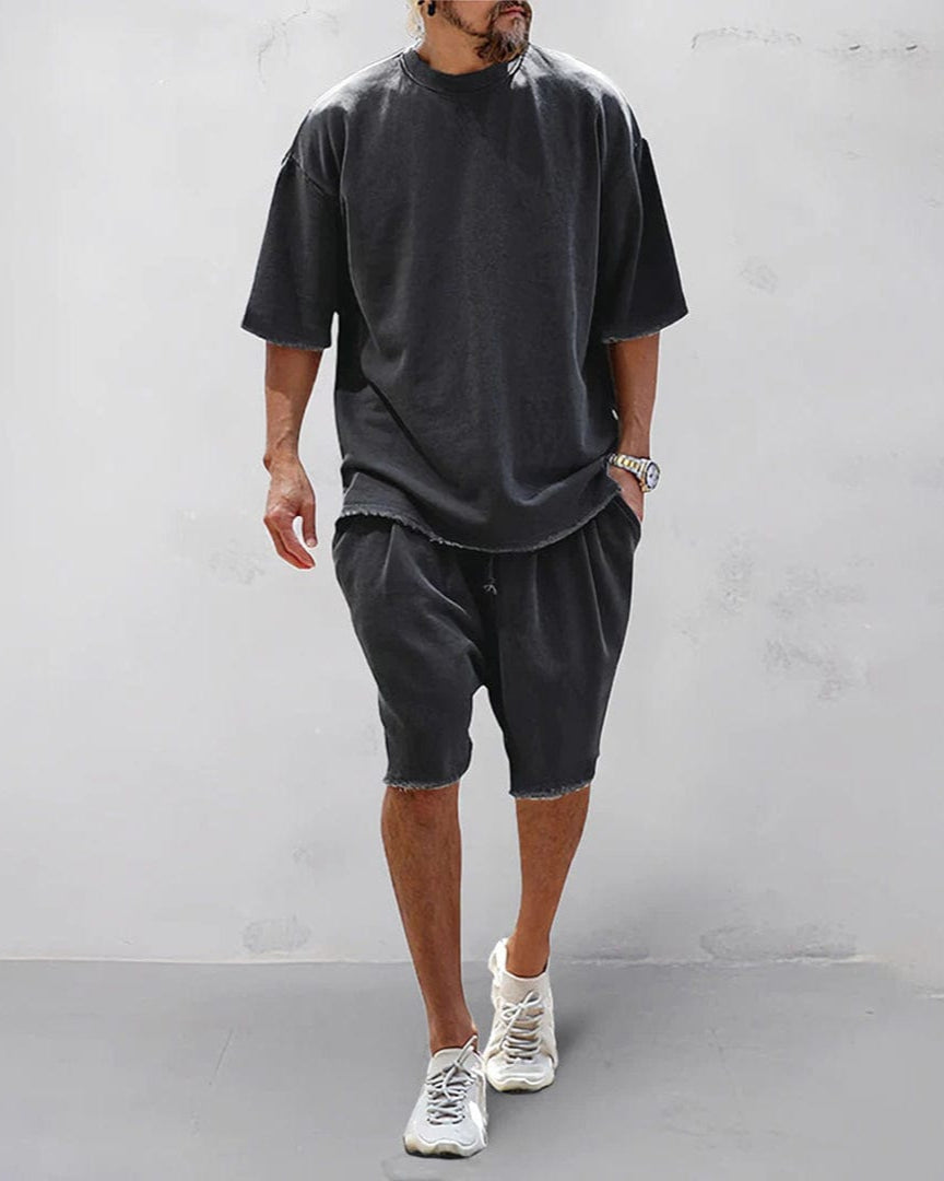 Lichtgewicht Zomer Set voor Mannen van Polyester - Casual en Ademend in Zwart, Lichtgrijs en Donkergrijs - M t/m 3XL 0