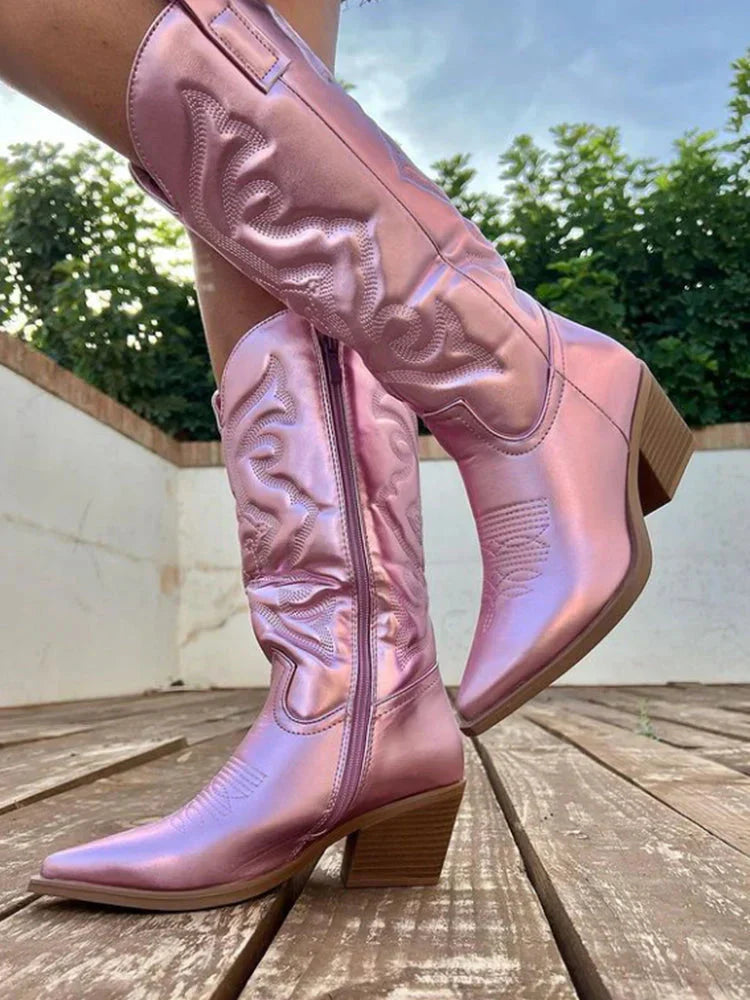 Lotte | Glamoureuze Cowboylaarzen Dames met Elegante Metallic Accenten 1