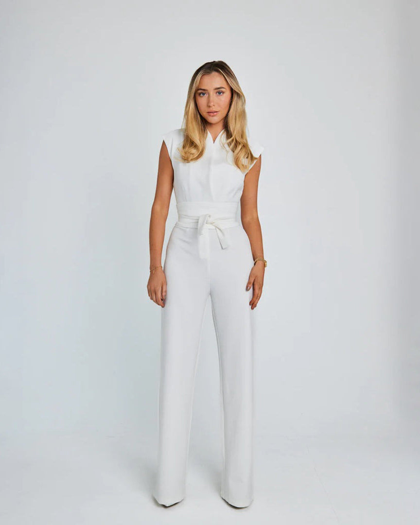 Nadia – Elegante mouwloze jumpsuit – Wijde pijpen – Met riem