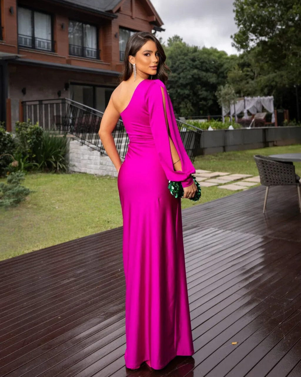 Valentina | Satijnen damesjurk met asymmetrisch design – elegante maxi-jurk voor gala of feest